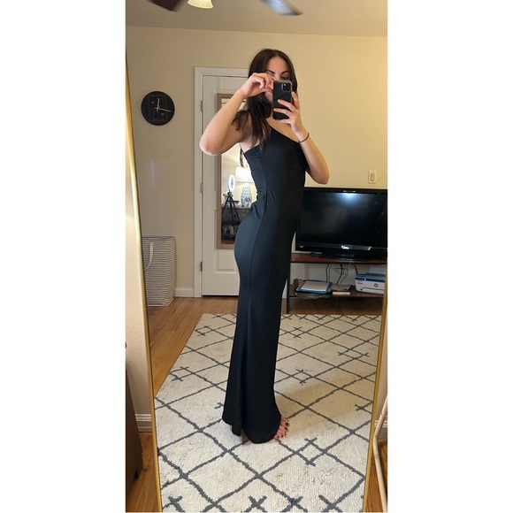 Beautiful Long Black Slip Dress - Picture 3 of 5